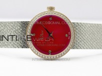 La d de dior satine SS/RG Case 5055F 1:1 Best Edition  Red Dial on SS bracelet Swiss Quartz