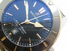 Super Ocean Heritage Blue Ceramic Bezel SS/RG Black Dial on SS Bracelet A2824