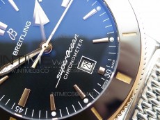 Super Ocean Heritage Blue Ceramic Bezel SS/RG Black Dial on SS Bracelet A2824