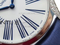 Ladies' De Ville Trésor Diamond Blue Fabric Watch OXF 1:1 Best Edition Swiss Quartz