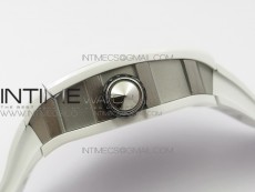 RM051 Real White Ceramic Case KVF Best Edition Skeleton Dial on White Rubber Strap MIYOTA8215