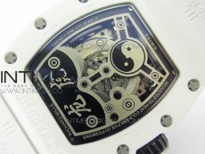 RM051 Real White Ceramic Case KVF Best Edition Skeleton Dial on White Rubber Strap MIYOTA8215