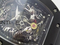 RM051 Real Black Ceramic Case KVF Best Edition Skeleton Dial on White Rubber Strap MIYOTA8215