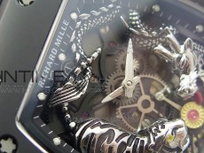 RM051 Real Black Ceramic Case KVF Best Edition Skeleton Dial on White Rubber Strap MIYOTA8215