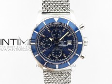 SuperOcean A13312 44mm Blue Bezel Blue Dial on SS Bracelet A7750