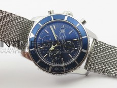 SuperOcean A13312 44mm Blue Bezel Blue Dial on SS Bracelet A7750