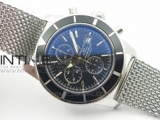 SuperOcean A13312 44mm Black Bezel Black Dial on SS Bracelet A7750