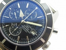 SuperOcean A13312 44mm Black Bezel Black Dial on SS Bracelet A7750