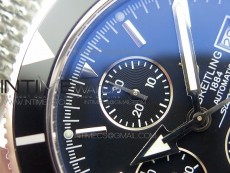 SuperOcean A13312 44mm Black Bezel Black Dial on SS Bracelet A7750