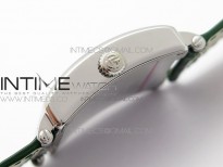 Master Square SS Ladies ZF 1:1 Best Edition White Colorful Arabic Dial on Green Leather Strap Ronda Quartz