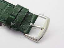 Master Square SS Ladies ZF 1:1 Best Edition White Colorful Arabic Dial on Green Leather Strap Ronda Quartz
