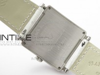 Master Square SS Ladies ZF 1:1 Best Edition White Colorful Arabic Dial on White Leather Strap Ronda Quartz
