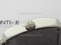 Master Square SS Ladies ZF 1:1 Best Edition White Colorful Roman Dial on Black Leather Strap Ronda Quartz