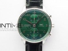 Portuguese IW371615 ZF V3 1:1 Best Edition SS Green Dial on Black Leather Strap A96355