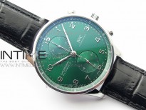Portuguese IW371615 ZF V3 1:1 Best Edition SS Green Dial on Black Leather Strap A96355