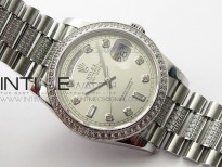 Day-Date 36 128239 SS/Crystal BP Best Edition Silver Crystal Markers Dial on SS President Bracelet A2836