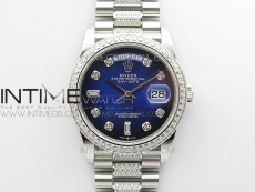 Day-Date 36 128239 SS/Crystal BP Best Edition Blue Crystal Markers Dial on SS President Bracelet A2836