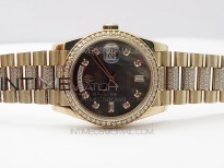 Day-Date 36 128235 RG/Crystal BP Best Edition Black MOP Crystal Markers Dial on RG President Bracelet A2836
