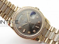 Day-Date 36 128235 RG/Crystal BP Best Edition Gray Crystal Marker Dial on RG President Bracelet A2836