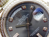 Day-Date 36 128235 RG/Crystal BP Best Edition Gray Crystal Marker Dial on RG President Bracelet A2836