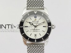 SuperOcean 42mm AB2010 SS GF 1:1 Best Edition White Dial Black Ceramic Bezel on SS Bracelet Miyota 9015
