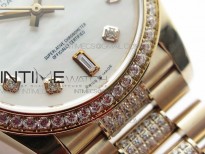 Day-Date 36 128235 RG/Crystal BP Best Edition White MOP Crystal Marker Dial on RG President Bracelet A2836