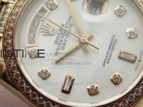 Day-Date 36 128235 RG/Crystal BP Best Edition White MOP Crystal Marker Dial on RG President Bracelet A2836
