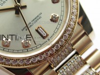 Day-Date 36 128235 RG/Crystal BP Best Edition Silver Crystal Marker Dial on RG President Bracelet A2836
