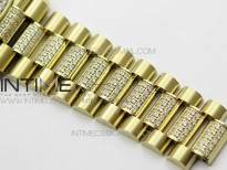Day-Date 36 128235 YG/Crystal BP Best Edition Silver Crystal Marker Dial on YG President Bracelet A2836