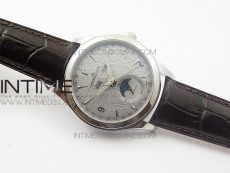 Master Calendar Moonphase SS OMF 1:1 Best Edition Gray Dial on Brown Leather Strap A866/1