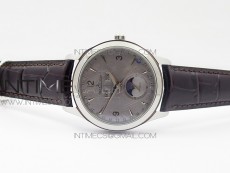 Master Calendar Moonphase SS OMF 1:1 Best Edition Gray Dial on Brown Leather Strap A866/1