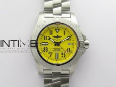Seawolf 45mm SS B50 1:1 BestEdition SuperLumed Yellow Dial Black Numeral Markers on SS Bracelet A2824(SuperThick Crystal)