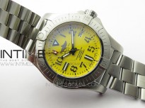 Seawolf 45mm SS B50 1:1 BestEdition SuperLumed Yellow Dial Black Numeral Markers on SS Bracelet A2824(SuperThick Crystal)