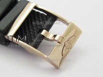 SuperOcean 42mm AB2010 RG B50 1:1 Best Edition Black Dial Black Ceramic Bezel on Black Rubber strap A2824