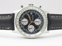 Navitimer 41mm SS B50 Best Edition SS Black Dial Stick Markers on Black Leather Strap A7750