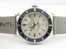 Super Ocean Heritage 46mm SS Black Bezel White Dial on SS Mesh Bracelet A2824