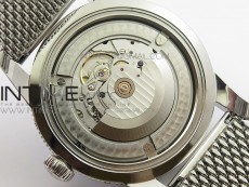 Super Ocean Heritage 46mm SS Black Bezel White Dial on SS Mesh Bracelet A2824