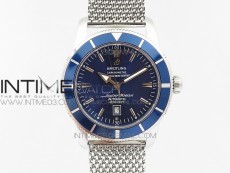 Super Ocean Heritage 46mm SS Blue Bezel Blue Dial on SS Mesh Bracelet A2824