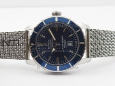 Super Ocean Heritage 46mm SS Blue Bezel Blue Dial on SS Mesh Bracelet A2824