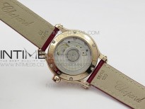 HAPPY SPORT AUTOMATIC RG 36MM YYF 1:1 BEST EDITION WHITE DIAL ON RED LEATHER STRAP A2892