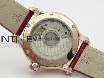 HAPPY SPORT AUTOMATIC RG 36MM YYF 1:1 BEST EDITION WHITE DIAL ON RED LEATHER STRAP A2892