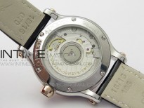HAPPY SPORT AUTOMATIC SS/RG 36MM YYF 1:1 BEST EDITION WHITE DIAL ON GREEN LEATHER STRAP A2892