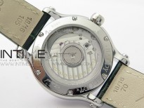 HAPPY SPORT AUTOMATIC SS 36MM CRYSTAL YYF 1:1 BEST EDITION WHITE DIAL ON GREEN LEATHER STRAP A2892
