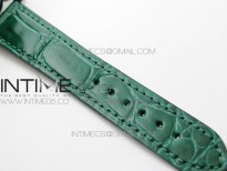 HAPPY SPORT AUTOMATIC SS 36MM YYF 1:1 BEST EDITION WHITE DIAL ON GREEN LEATHER STRAP A2892