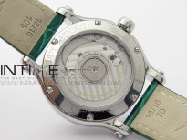HAPPY SPORT AUTOMATIC SS 36MM YYF 1:1 BEST EDITION WHITE DIAL ON GREEN LEATHER STRAP A2892