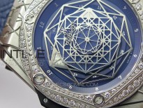 Big Bang Sang Bleu Ti Crystal Bezel WWF 1:1 Best Edition Blue Skeletonal Dial On Blue Gummy Strap Asian HB1213 V2