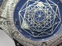 Big Bang Sang Bleu Ti Crystal Bezel And Case WWF 1:1 Best Edition Blue Skeletonal Dial On Blue Gummy Strap Asian HB1213 V2