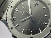 Classic Fusion 42mm SS WWF 1:1 Best Edition Gray Dial On Gray Gummy Strap Asian HB1112