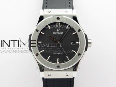 Classic Fusion 42mm SS WWF 1:1 Best Edition Black Dial On Black Gummy Strap Asian HB1112