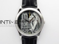 Classic 5077P-102 SS Case FLF Best Edition Real Enamel Dial 3 Black Leather strap Cal.240